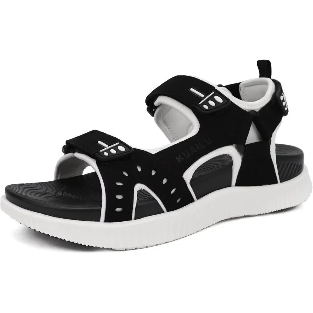 Casual Hiking Sandals Men's Black White Athletic Sports Walking Fisherman Shoes